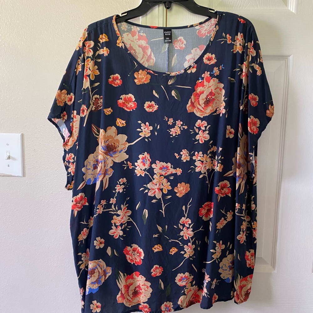 Orange and Pink Oversized Short Sleeve Blouse